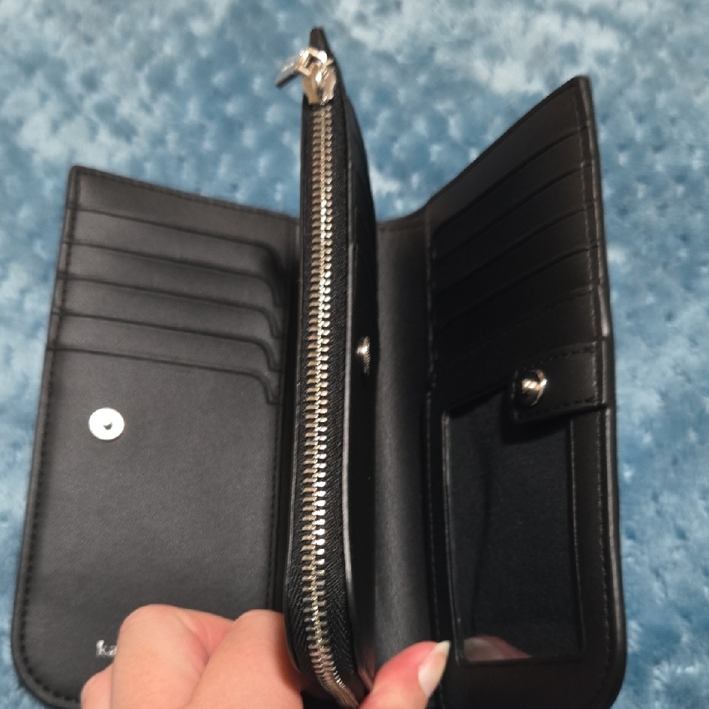 Kate Spade Black Wallet with Blue and Silver Dots - Picture 2 of 4